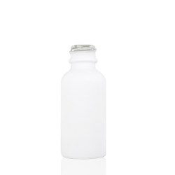 1 oz Glossy White Boston Round Glass Bottle with 20-400 Neck Finish